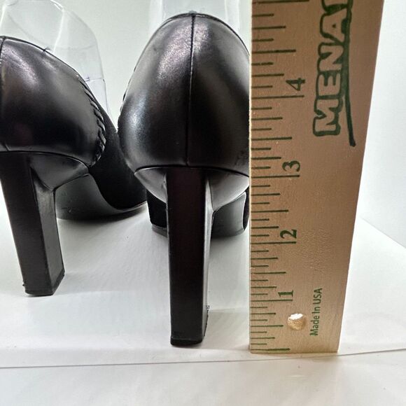 Vintage St. John Black Smooth and Suede Leather High Heel Pumps Size 8B - Picture 10 of 12